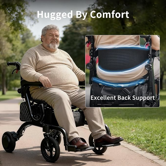 4 in 1 Intelligent Electric Wheelchair,Rollator Walker with Seat, Lightweight Foldable Transport Wheelchair Combo,Detachable Footrests, 10" Wheels for Seniors Adults (2*Battery)