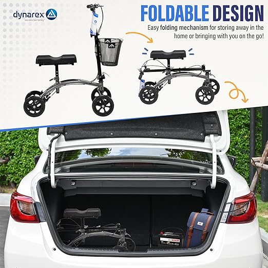 Dynarex Steerable Knee Walker with Basket