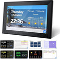 WiFi Smart Digital Clock with Weather and Temperature,with Date and Day of Week for Elderly,64 Alarms, Digital Calendar & Schedule Reminders (10.1" Black)