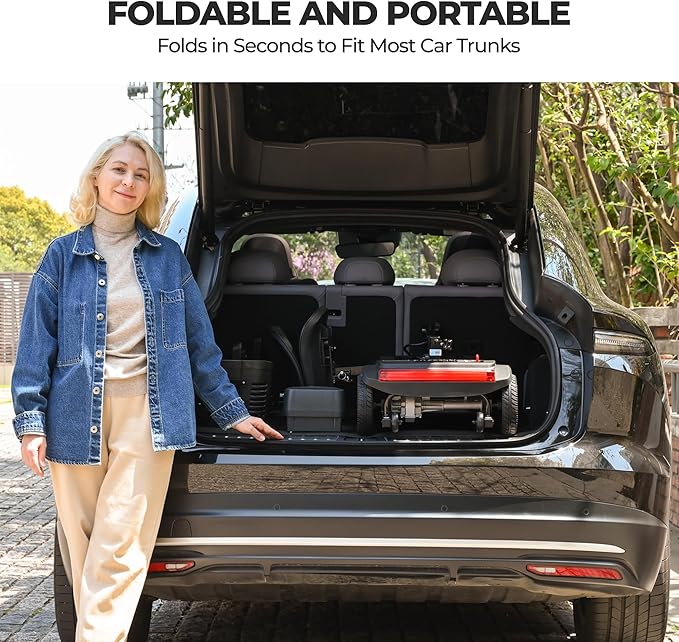 Metro Mobility 4 Wheel Foldable Mobility Scooter for Adults-330 lbs Capacity Powered Mobility Scooters, Mobility Scooter Lightweight, Electric Scooters for Seniors 10-15 Miles Range LED Light Black