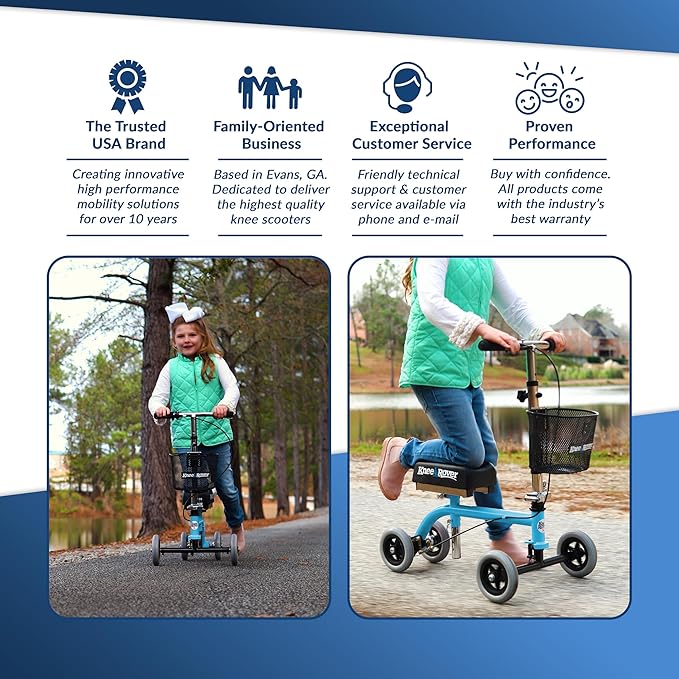 KneeRover Kids Knee Walker Child Knee Scooter for Small Adults for Foot Surgery, Broken Foot, Ankle Injuries - Lightweight Pediatric Knee Scooter for Broken Ankle (Light Blue)