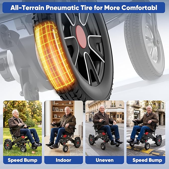 Electric Wheelchair for Adults, 15Miles Travel Range Heavy Duty Motorized Wheelchair for Seniors, Max Support 350lbs, All Terrain Power Wheelchairs for Home & Outdoor, Airline Approval