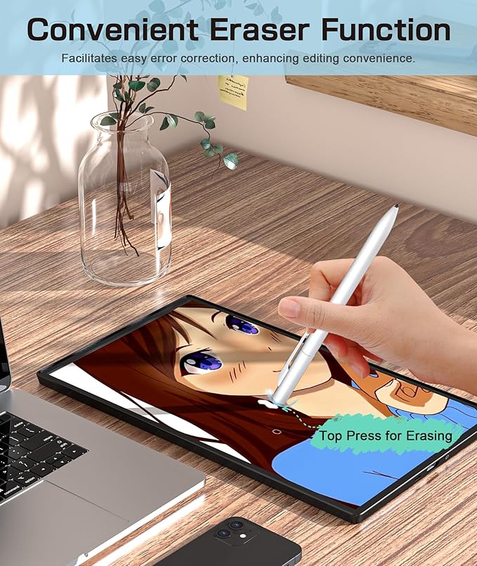 Ciscle EMR Stylus Compatible with Remarkable 2, Replacement Digital Pen with Eraser, 4096 Pressure Levels, Palm Rejection, Tilt Support (5 Pen Tips White)
