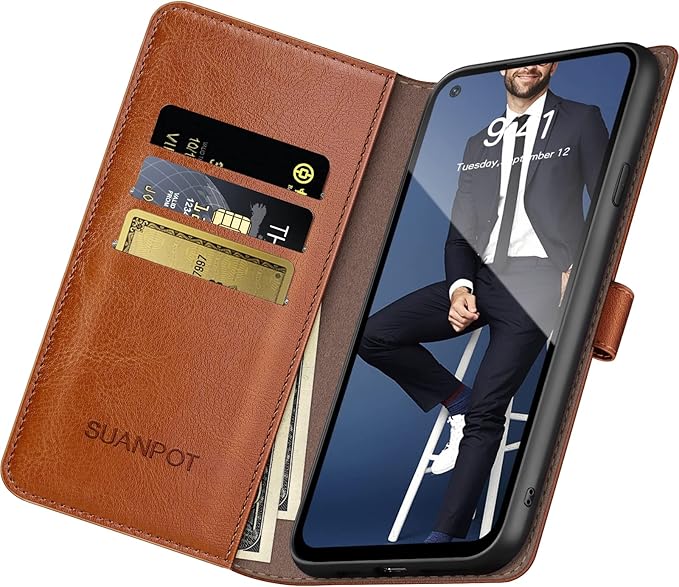 SUANPOT 【RFID Blocking for Motorola Moto G Stylus 5G (Non 2022) with Wallet case Credit Card Holder,PU Leather Flip Folio Book Phone case Cover Women Men for MotoG Stylus 5G case(Light Brown)