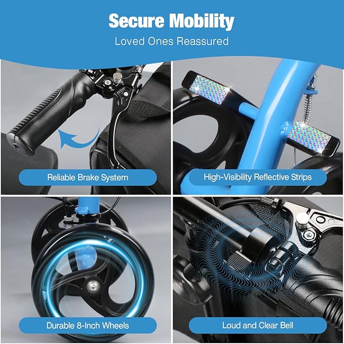 WHLICKS Premium Knee Scooter for Adults for Foot Surgery, Foldable & Steerable Knee Walker with Dual Brakes, Medical Knee Scooter for Broken Foot Injured, Lightweight Leg Scooter for Broken Ankle