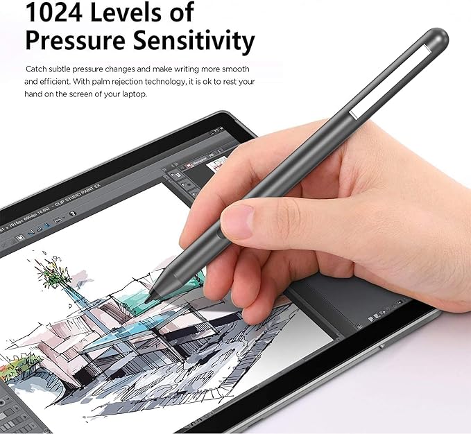 Stylus Pen for ASUS Touchscreen Devices, Active Digital Pen with Ultra-Fine Tip, 1024 Pressure Sensitivity, Palm Rejection for Precision Drawing and Writing