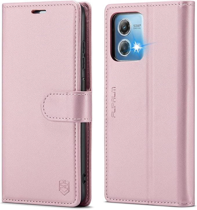 FLIPALM Wallet Case for Moto G Stylus 5G 2024, RFID Blocking Credit Card Holder, PU Leather Folio Flip Kickstand Protective Shockproof Cover for Motorola Moto G Stylus 5G 2024 (Rose Gold)