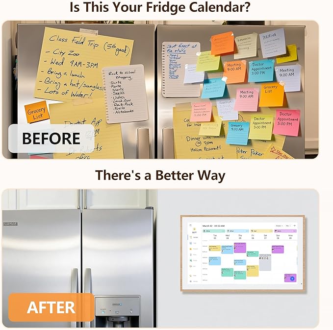 Digital Calendar, 15.6 Inch Wall Planner Electronic Calendar & Chore Chart, Smart Touchscreen Interactive Display for Family Schedules, Great for Organizing Your Routines, Wall & Desk Mountable - Best Gift for Mother's Day
