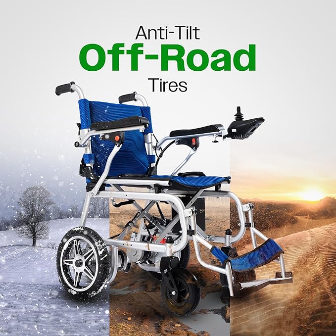 Culver Artemis Pro Lightweight Foldable Electric Wheelchairs for Seniors - 2x250W Motor Power Wheelchair - Long Range Travel/User Friendly Electric Wheelchairs for Seniors (Blue)