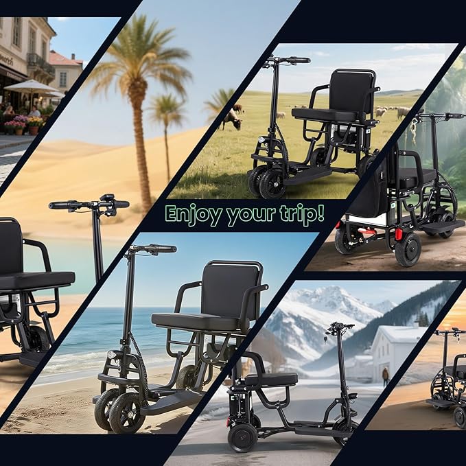 2026 New Folding Mobility Scooters for Adults, 9.32mph 4 Wheel Ultra Lightweight Travel Mobility Scooters, Foldable Portable Power Scooters for Seniors, with Basket & Cup Holde, Dust Cover