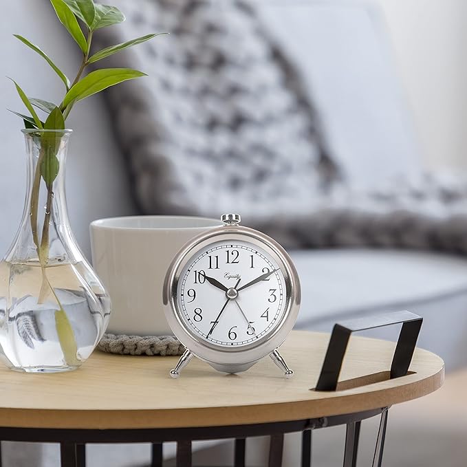 Equity 25655 Small Silver Metal Alarm Clock