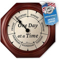 Classic “One Day at a Time” Day of The Week Wall Clock - 10" Solid Mahogany Wood Frame, Ideal Retirement Gift for Men and Women, Day Clock for Seniors and Retirees