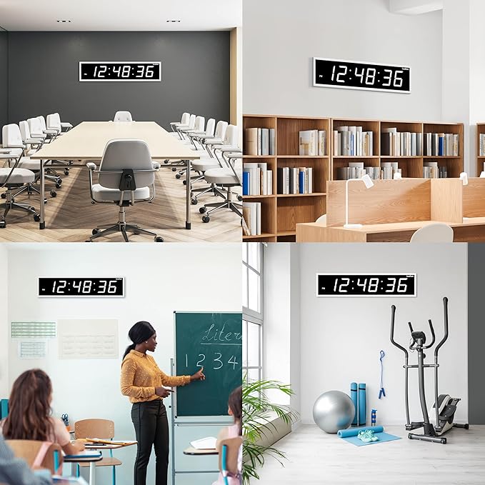 Ivation Oversized Large Digital Wall Clock - Big LED Digital Clock w/Large Display & Durable Aluminum Frame Shelf or Wall Mount (36 Inch - White) 6 Brightness Levels | Time Memory | Remote