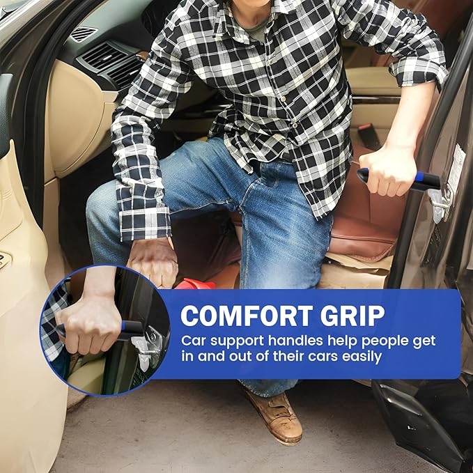 UKQRRTC 4 Pcs Car Door Handle for Elderly, Portable Car Door Assist Handle, 3 in 1 Multifunctional Auto Cane, Supports Up to 400 Pounds for Seniors Kids