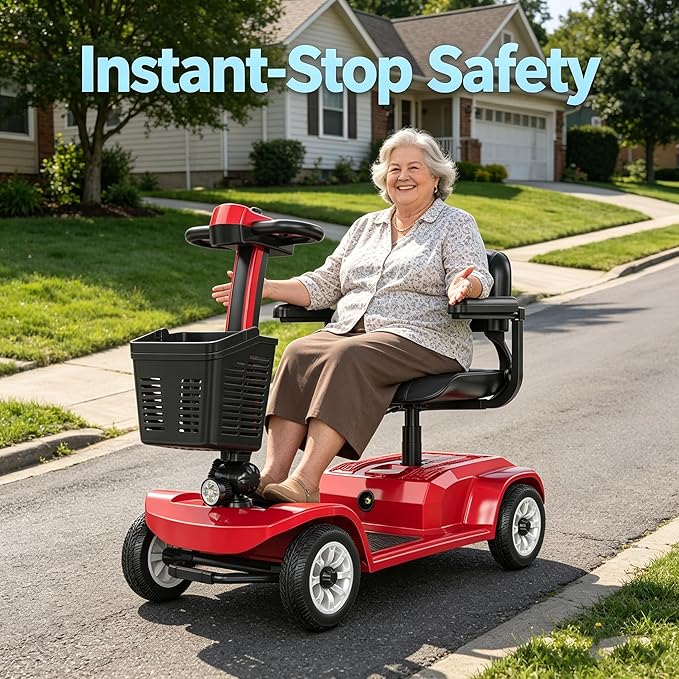 Movcan X-02 4 Wheel Electric Mobility Scooter,Foldable Mobility Scooter for Adults & Seniors,419 LB Heavy Duty,13 Mile Range,360° Swivel Seat,Electromagnetic Brake,Storage Baskets,Indoor & Outdoor Use