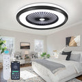 24" Low Profile Ceiling Fan with with Light, Bladeless Ceiling Fan with 3-Dimmable Light, Smart Flush Mount Ceilings Fans Lighting Remote & APP Control, 6 Speeds Timing Reversible, Black