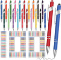 Yeaqee 100 Pieces Ballpoint Pen with Stylus Tip Click, 2 in 1 Black Ink, 1.0 mm Medium Point Stylus Metal Pen for Touch Screen Tablet (Assorted Colors)