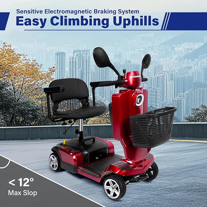Wooken Powered Mobility Scooter, 4-Wheel Mobility Scooter for Adults, Seniors,264 lbs All Terrain Foldable Powered Mobility Scooter, Electric Powered Wheelchair Heavy Duty Mobility for Travel