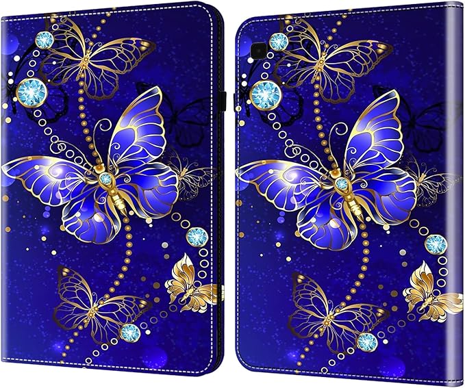 Dteck for Galaxy Tab S6 Lite (10.4") Tablet Case 2024/2022/2020 (SM-P620/P610), PU Leather Slim Folio Case with Adjustable Stand, Lightweight Protective Cute Cover with Stylus Pen Loop (A Butterfly)