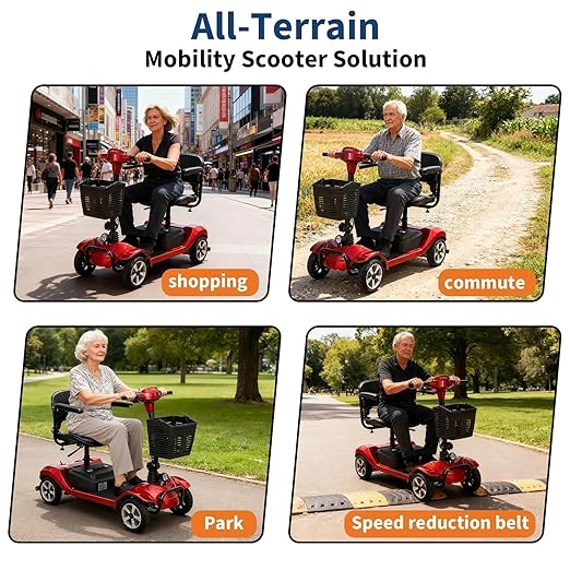 Foldable 4-Wheel Mobility Scooter for Adults & Seniors, 330LBS Heavy Duty, 20-Mile Range Electric Mobility Scooter, 3.7 MPH Lightweight Folding Mobility Scooter for Indoor Outdoor Travel