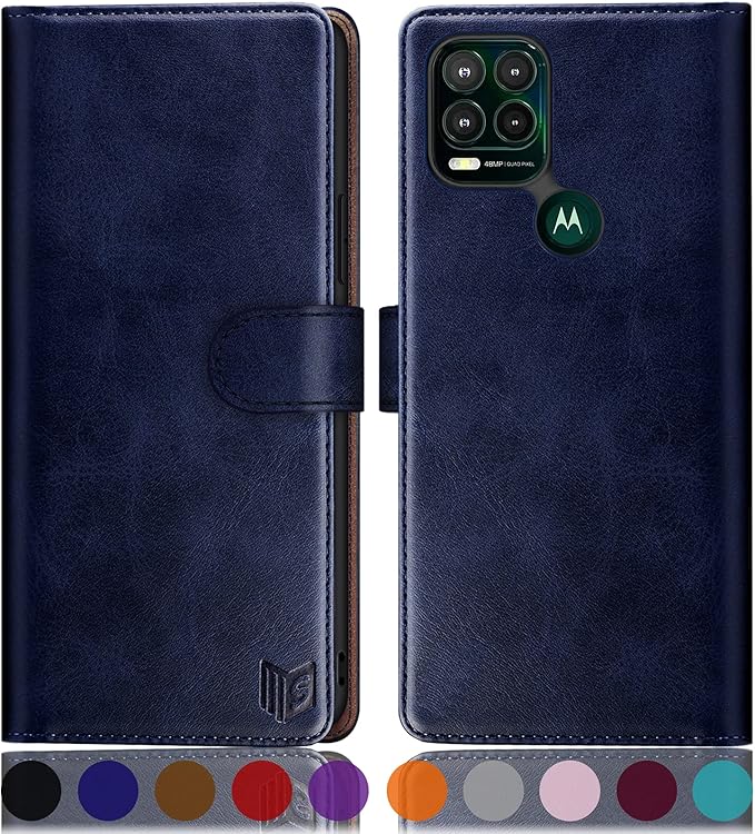 SUANPOT [RFID Blocking for Motorola Moto G Stylus 5G(Non 2022) with Wallet case Credit Card Holder,Flip Book PU Leather Shockproof Cover Cellphone Women Men for Moto G Stylus 5G Phone case Navy Blue