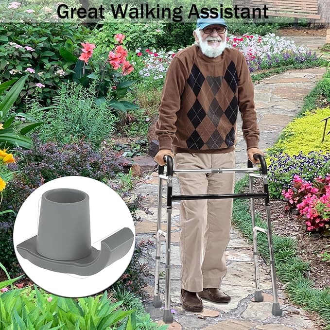 2 Pcs Walker Glide Skis, Universal Fit Walker ski Glides, Heavy Duty Rubber Walker Glides Walker Feet Replacement(Grey)