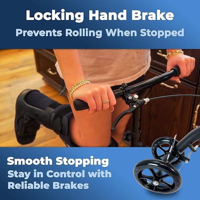 KneeRover Economy Steerable Knee Scooter – Foldable Mobility Aid & Knee Walker with Adjustable Handlebar and Comfortable Knee Pad for Adults (Black)