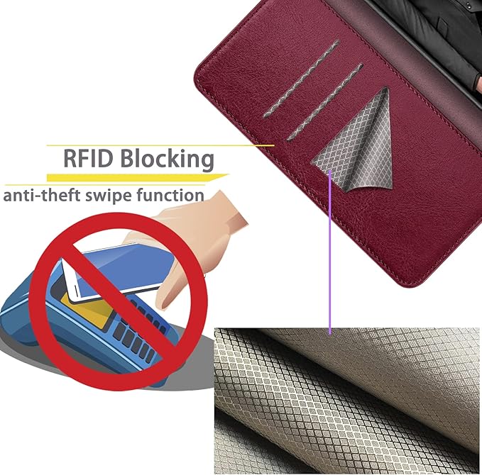 SUANPOT 【RFID Blocking for Motorola Moto G Stylus 5G (Non 2022) with Wallet case Credit Card Holder,PU Leather Flip Folio Book Phone case Cover Women Men for MotoG Stylus 5G case(Wine Red)