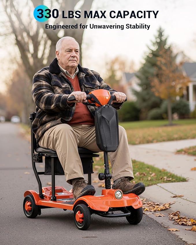 GoldSeason Foldable Mobility Scooter Lightweight & Portable, Airline & Cruise Approved for Traveling - 330LB Capacity Powered Electric Scooters for Seniors/Adults/Elderly/Handicap, 37.28 Miles Range