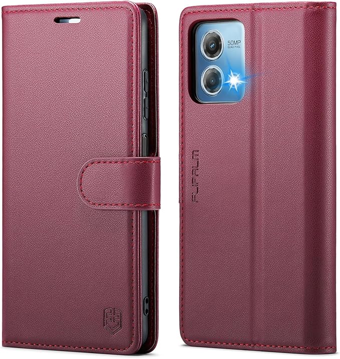 FLIPALM Wallet Case for Moto G Stylus 5G 2024, RFID Blocking Credit Card Holder, PU Leather Folio Flip Kickstand Protective Shockproof Cover for Motorola Moto G Stylus 5G 2024 (Red)