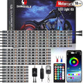 18PCS Motorcycle RGB LED Light Kit with Brake Turn Signal, Multicolor Underglow Lights with APP/RF Remote, Neon Accent Lights Dual Zone Waterproof 12V for Touring, Bagger & Large Cruiser Motorcycle