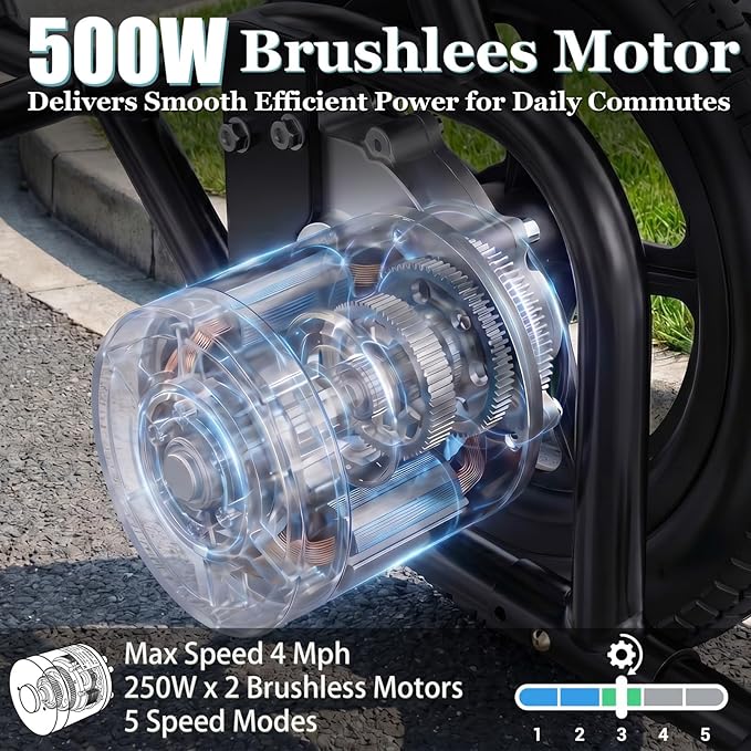 15 Miles Foldable Electric Wheelchair with 500W Brushless Motors, Motorized Wheelchair with 12AH Lithium Battery, 12" Rear Solid Tires, for Adults Seniors