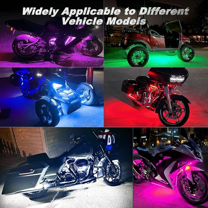 20PCS Motorcycle RGB LED Light Kit with Brake Turn Signal Dual Zone, Underglow Lights with APP/RF Remote, Neon Accent Waterproof 12V for Touring, Large Cruiser & Custom Show Motorcycle