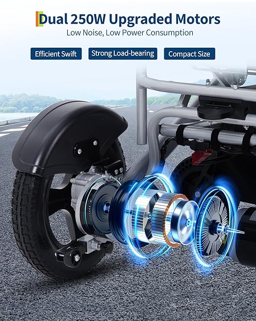 Electric Wheelchair for Adults, 30 Miles Long Travel Range with 2 PCs 12Ah 24V Battery,Ultra Lightweight & Foldable, 330lb Large Capacity, All Terrain Electric Mobility Chair & Airline Approved