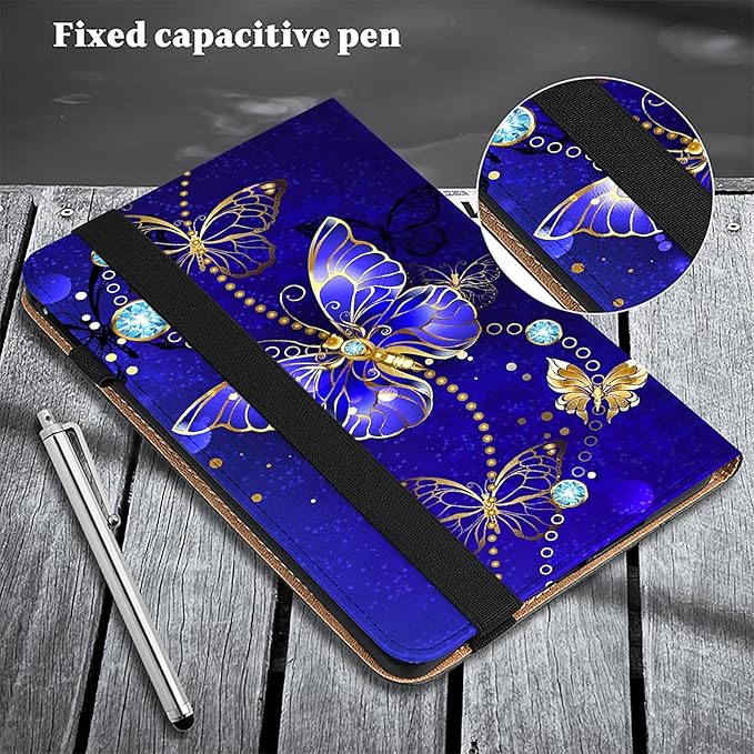 Dteck for Galaxy Tab S6 Lite (10.4") Tablet Case 2024/2022/2020 (SM-P620/P610), PU Leather Slim Folio Case with Adjustable Stand, Lightweight Protective Cute Cover with Stylus Pen Loop (A Butterfly)