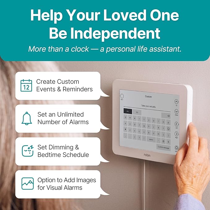 Robin Day Clock 2026 for Seniors, 8" Large Digital Calendar Dementia Clock with Talking Function, Alarms, Easy-to-Read Display for Elderly, Day Date Time, Medication Reminder, DST, Brown Wood