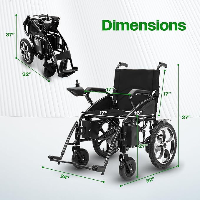 Culver Artemis All Terrain Electric Wheelchair Heavy Duty, Foldable Electric Wheelchairs for Adults, Power Wheelchairs for Seniors, Silla de Ruedas para Adultos Electrica — Black