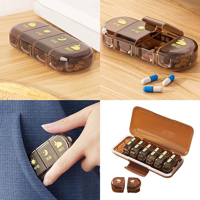 Travel Friendly Medicine Organizers Box 14 Removable Compartments for Business Trips Short Getaways MoistureProof Design Portable Box