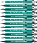 Personalized Pens with Stylus Tip -Bright Vibes- Click action - Custom - Black writing - Printed Name pens - Imprinted with Your Logo or Message - FREE PERSONALIZATION - 12 Pens/Box (Teal)