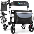 Helavo Foldable Rollator with Seat - Lightweight Aluminum Rolling Walker for Seniors and Adults