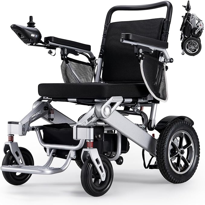Electric Wheelchair 25 Miles Longer Range, Foldable Power Wheelchair for Adults Seniors,500W Dual Motors,Compact Motorized Wheelchair All Terrain,Intelligent Folding, Travel Size