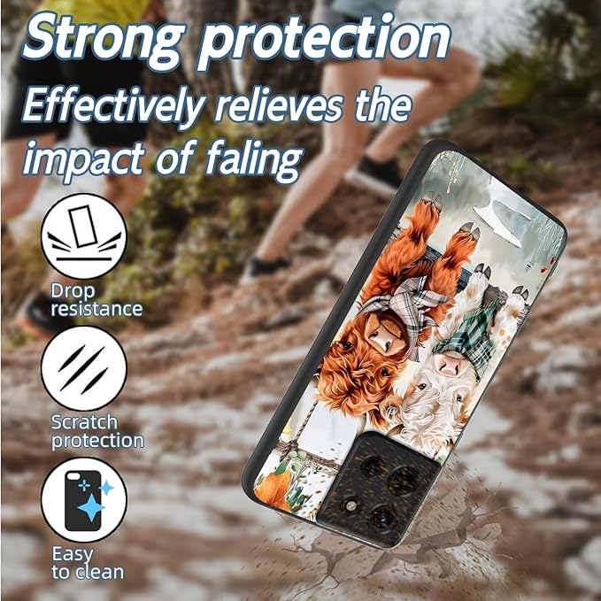 for Moto G Power 2025 Phone Case, Soft TPU Shockproof Full Body Protection Cover 6.8" for Moto G Power 2025, Lightweight Compatible Wireless Charging, Cute Highland Cows