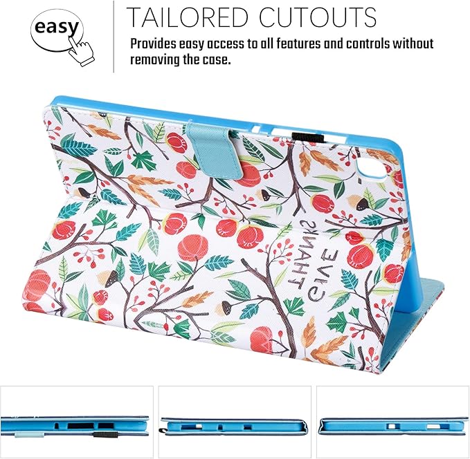 Dteck Case for Samsung Galaxy Tab S6 Lite Tablet 10.4 Inch (2024/2022/2020) - Protective Leather Folio Case with Auto Wake Sleep/Stand/Card Slots Function Cute Cartoon Lightweight Slim Cover (Fruit)