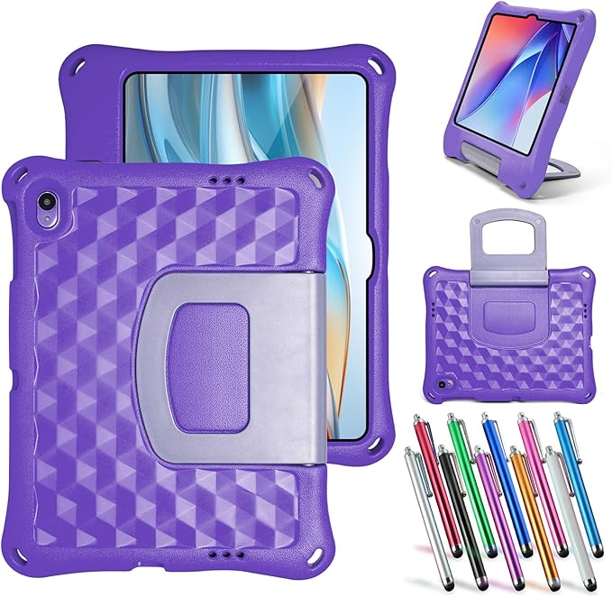 Case for Onn 10.1 Inch Tablet (2024 Model) Gen 4 - Shockproof Lightweight Protective EVA Kids Kickstand Cover Case + 1 Stylus (Purple)