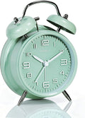 AYRELY® Super Loud Twin Bell Alarm Clock for Heavy Sleepers Adults, 4-Inch Retro Silent Non-Ticking with Night-Light, 3D Raised Number Dial, Battery Operated for Bedroom Bedside (3D Dial – Green)