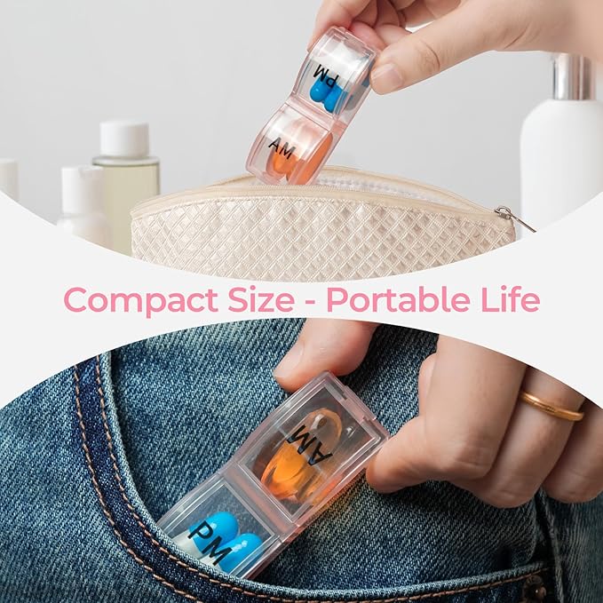 Monthly Pill Organizer AM/PM 31-Day Travel Medicine Case 4-Week Pill Box Pink