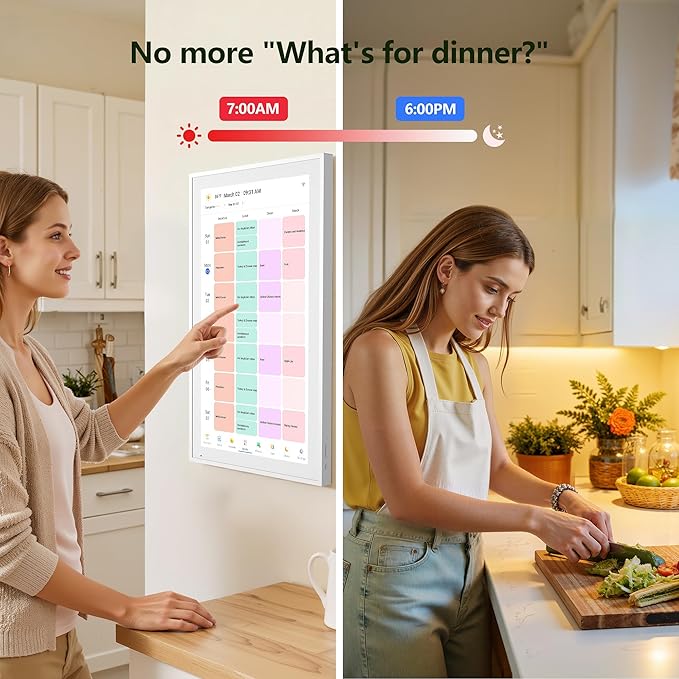 Digital Calendar, 15.6 Inch Wall Planner Electronic Calendar & Chore Chart, Smart Touchscreen Interactive Display for Family Schedules, Great for Organizing Your Routines, Wall & Desk Mountable, Gifts for Mom, Gifts for Women