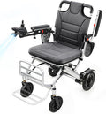 33lb Ultra Lightweight Electric Wheelchairs for Adults - 15 Mile Range & 360W Dual Motor, 330lb Capacity, 2s Instant Foldable Motorized Wheelchair with Removable Battery, Airplane Approved(Grey)