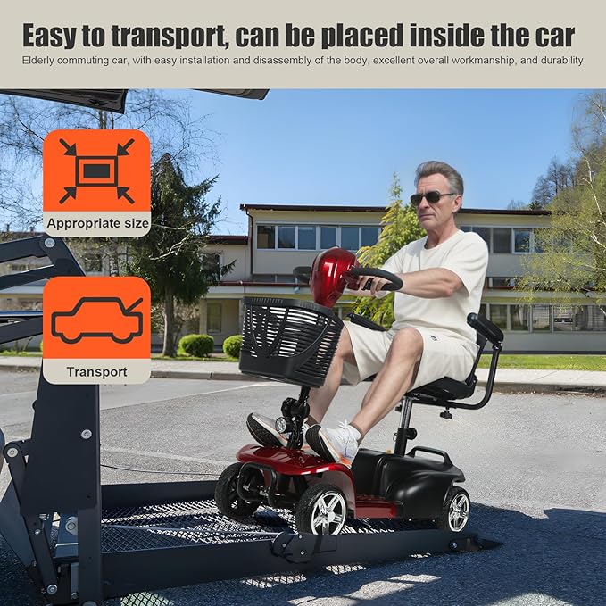 Lightweight Mobility Scooter for Adults & Seniors - with Charger & Basket Travel High-Performance Motor Long Range Power Extended Battery,Portable Motorized Scooters for 16 KM Travel, 300lb Capacity