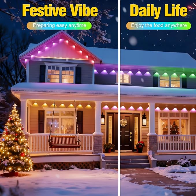100ft Permanent Outdoor Lights for House, St. Patrick's Day House Roof Lighting RGB+IC Smart Outdoor Decor 50 Scene Modes with App/Remote Control, IP67 Waterproof Decor Led Lights for Valentine's Day
